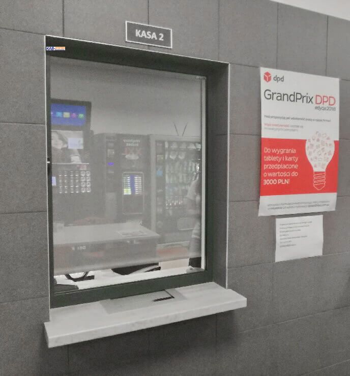 okno kurierskie dla DPD Inpost z podajnikiem IB-pk2m z przesuwną pokrywą produkt kas-system.pl